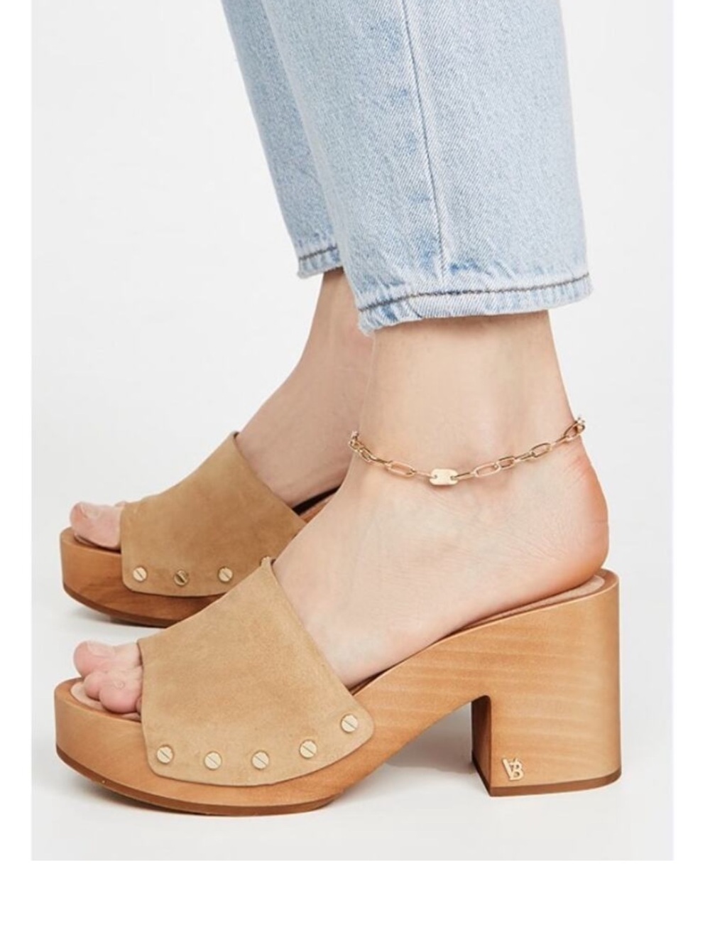 VERONICA BEARD Hannalee Calfskin suede clogs Sandals jean desert tan size 6